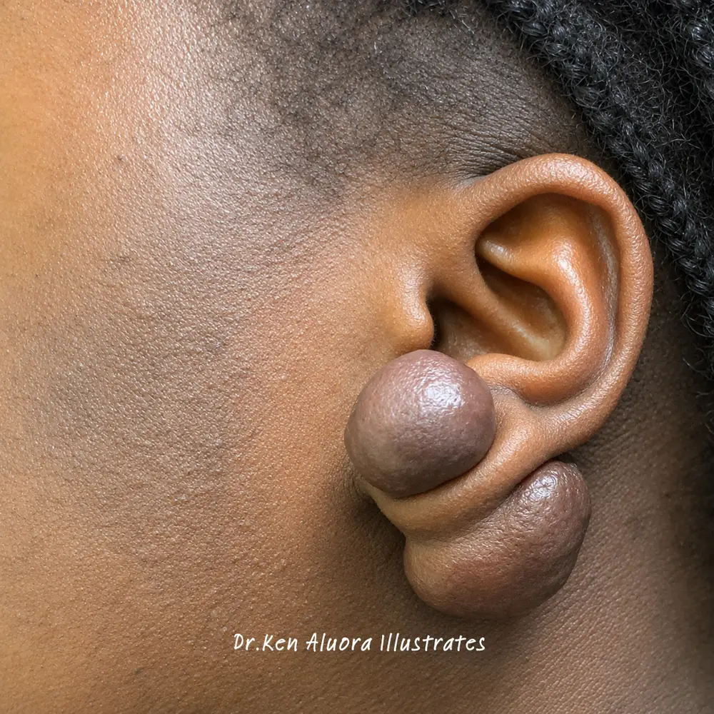 Keloid | Double Earlobe Masses before