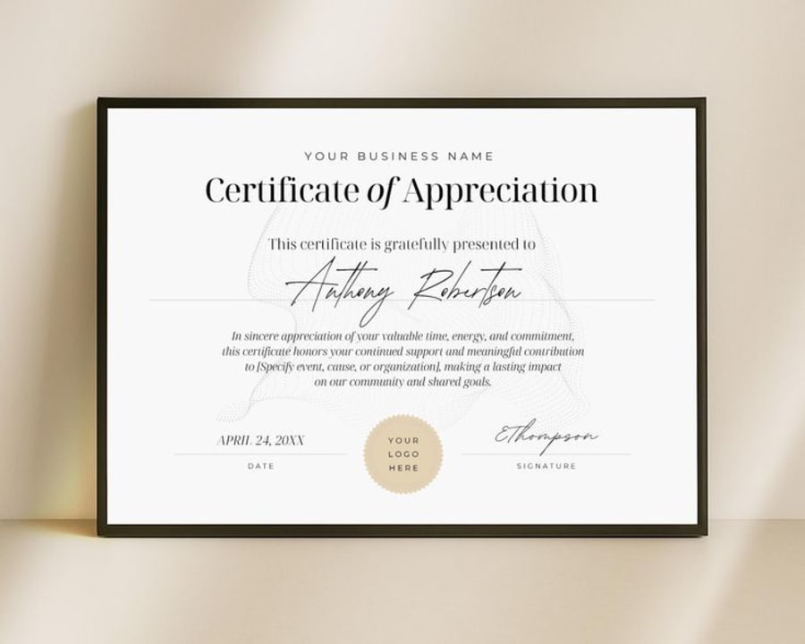 Appreciation Certificate